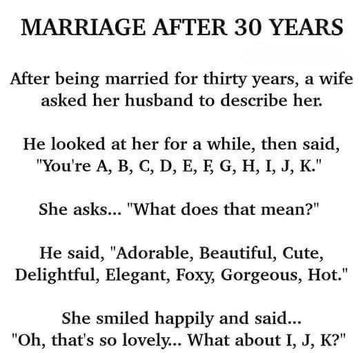 JOKE: Marriage After 30 Years